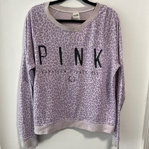 💜 Lavender Purple Leopard Print VS Pink Pullover Sweatshirt 💜